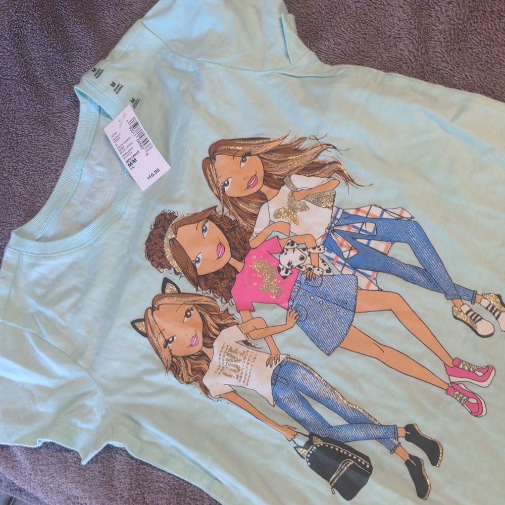 Children's Place "cute girls" aqua t shirt